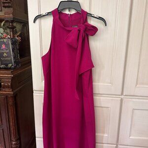 VINCE CAMUTO Sleeveless Halter Bow Neck Stretch Crepe Shift Dress
